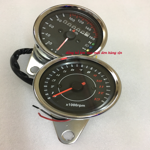 combo 2 món đồng hồ km và đồng hồ tua mặt đen hàng xịn|phu tùng xe
